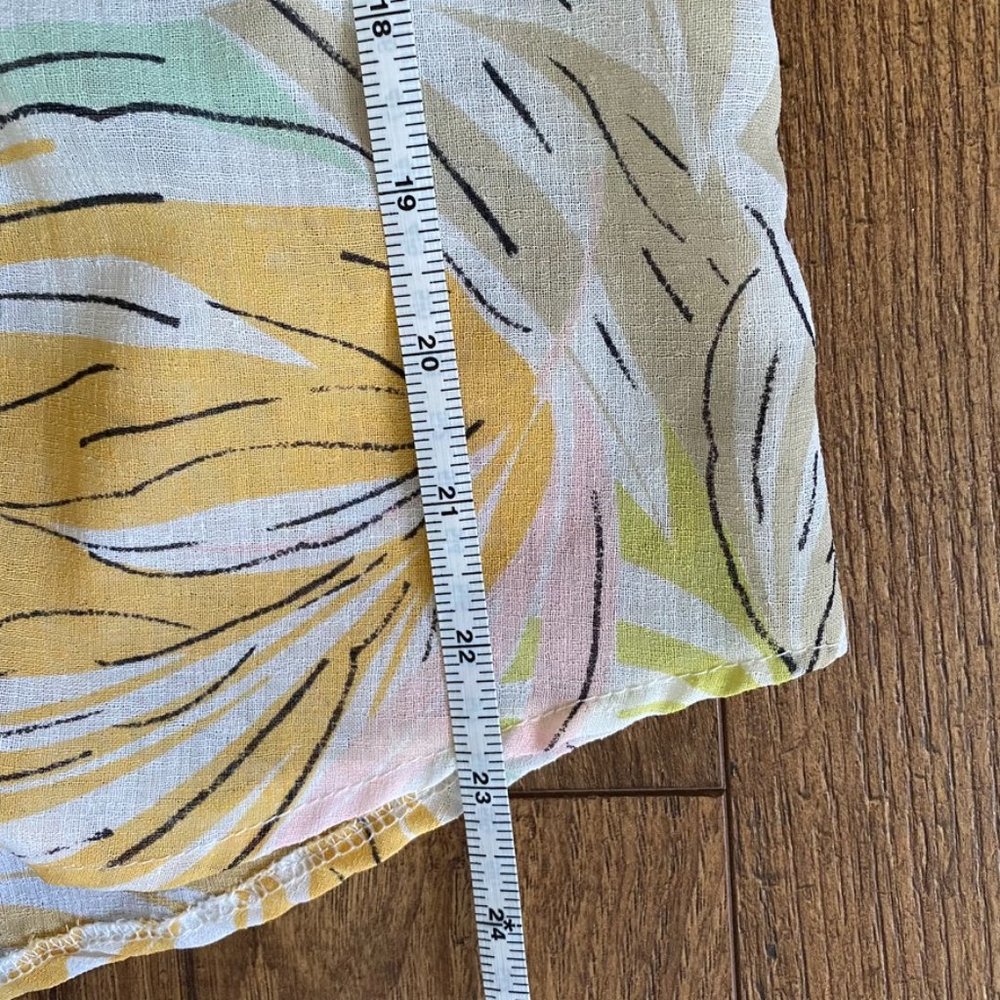 Vintage Copycats Colorful Tropical Palm Leaves Button Up Short Sleeve Top - Picture 9 of 9